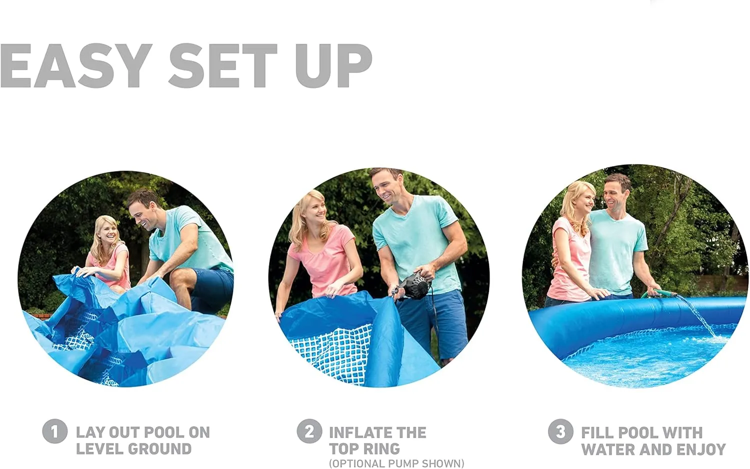 INTEX 26175EH Easy Set Inflatable Swimming Pool Set: 18ft x 48in – Includes 1500 GPH Cartridge Filter Pump – Removable Ladder – Pool Cover – Ground Cloth