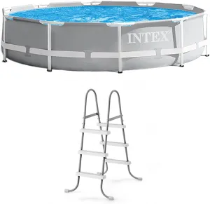 INTEX 26701EH Prism Frame Above Ground Swimming Pool Set: 10ft x 30in – Includes 330 GPH Filter Pump – Removable Pool Ladder