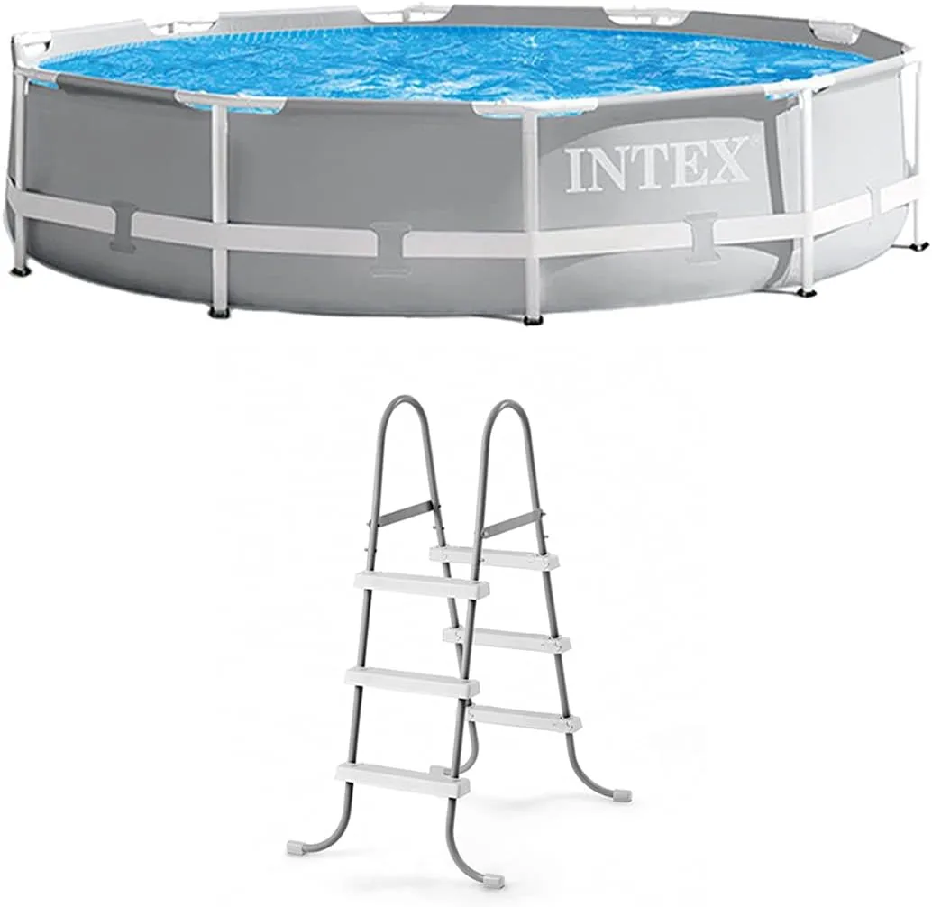 INTEX 26701EH Prism Frame Above Ground Swimming Pool Set: 10ft x 30in – Includes 330 GPH Filter Pump – Removable Pool Ladder