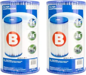 Intex 29005E Easy Set Swimming Pool Type B Replacement Easy Clean Dacron Material Filter Pump Cartridge, (2 Pack)