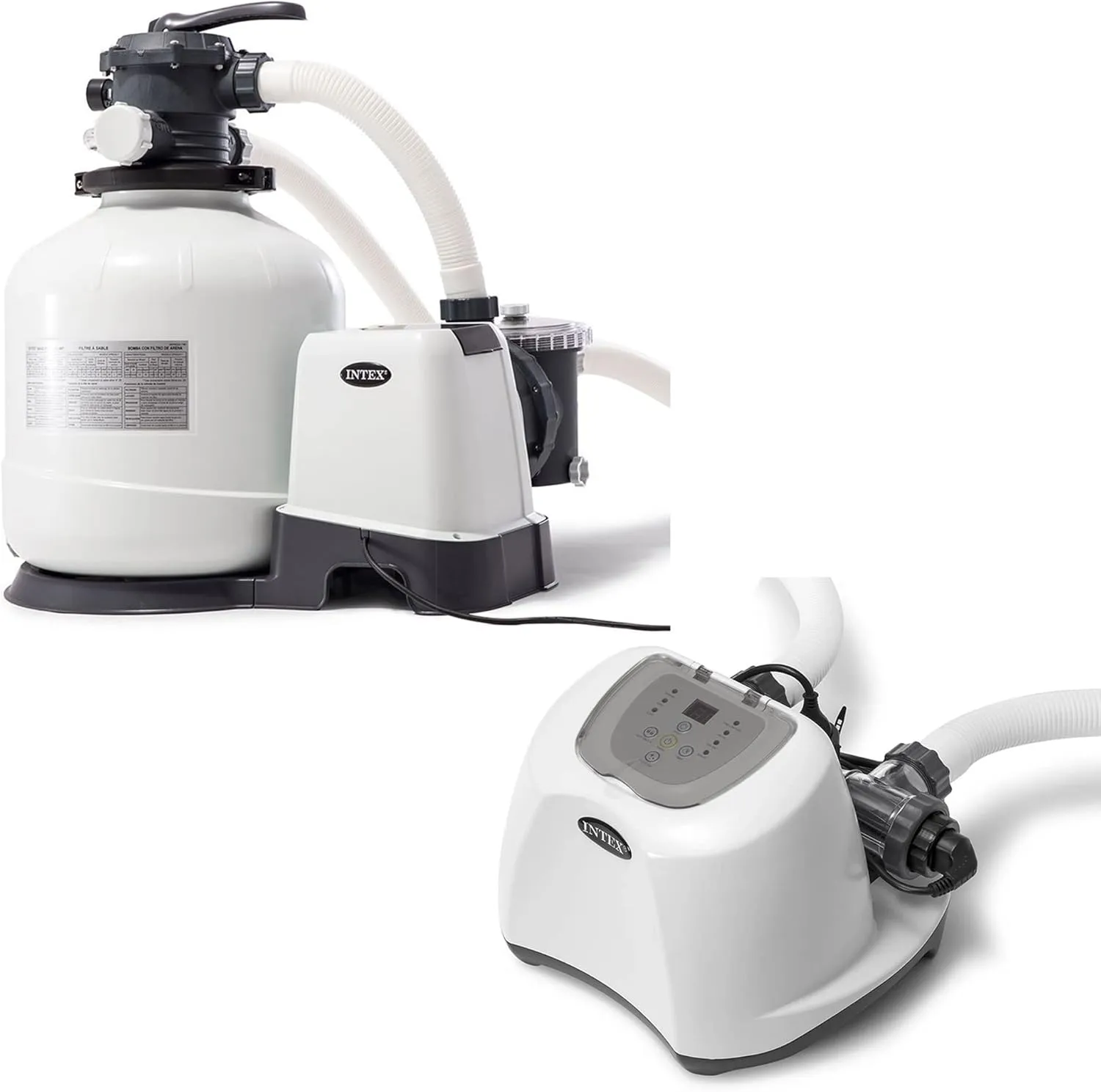 Intex 3000 GPH Sand Filter Pump with Built-In Timer and Krystal Clear Saltwater System Maintenance Set for Above Ground Outdoor Swimming Pools