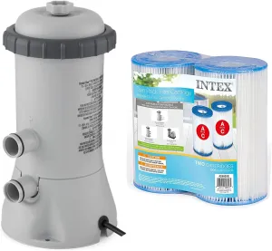 Intex 530 GPH Easy Set Pool Filter Pump System for Above Ground Swimming Pools with GFCI and Type A or C Filter Cartridge Replacements (2 Pack)
