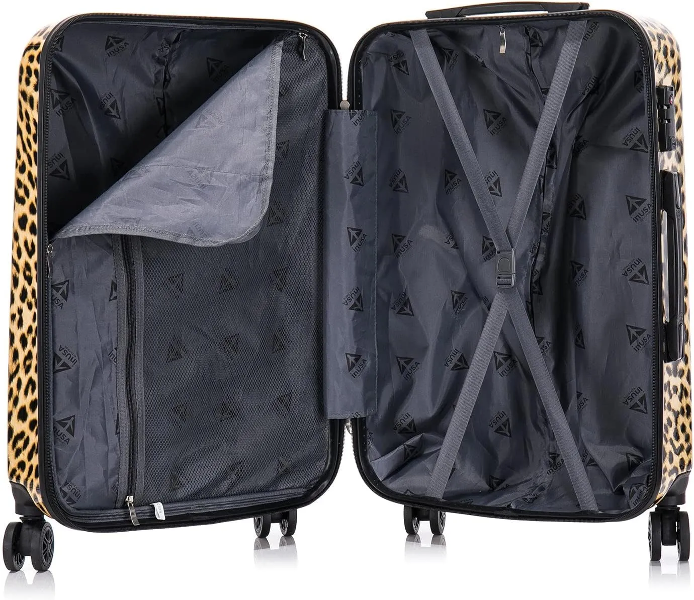 InUSA Cheetah Print Luggage with Spinner Wheels | Durable Lightweight Hardside Suitcase | Travel Bag with Handle and Trolley | 20-Inch Carry On Small Luggage