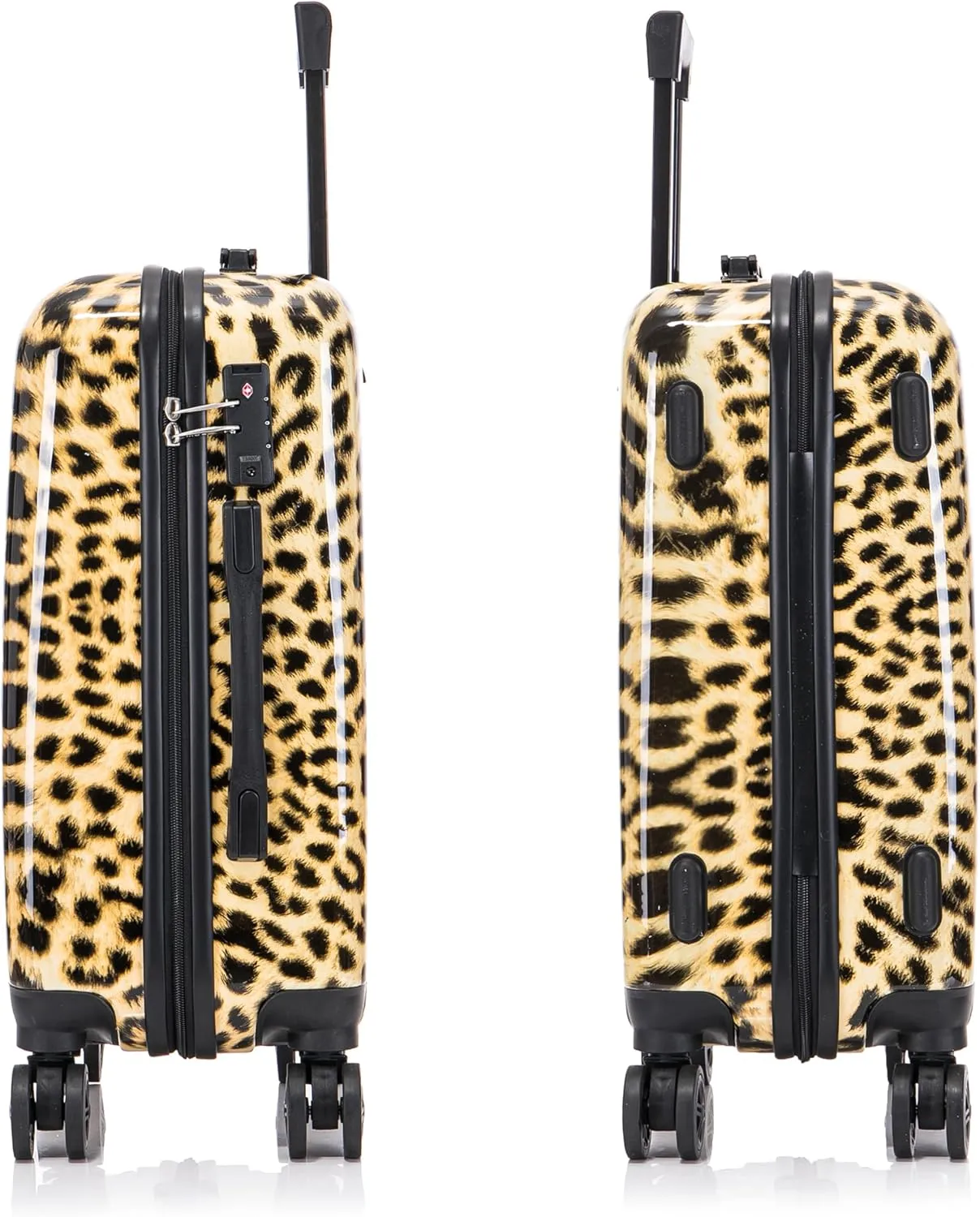 InUSA Cheetah Print Luggage with Spinner Wheels | Durable Lightweight Hardside Suitcase | Travel Bag with Handle and Trolley | 20-Inch Carry On Small Luggage