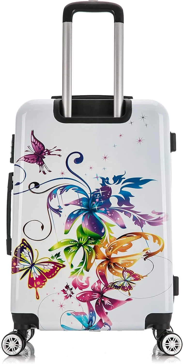 InUSA Fusion Print Luggage with Spinner Wheels | Durable Lightweight Hardside Suitcase | Travel Bag with Handle and Trolley | 24-Inch Medium Checked luggage