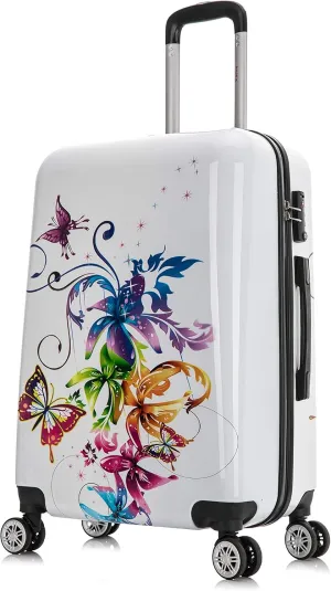 InUSA Fusion Print Luggage with Spinner Wheels | Durable Lightweight Hardside Suitcase | Travel Bag with Handle and Trolley | 24-Inch Medium Checked luggage
