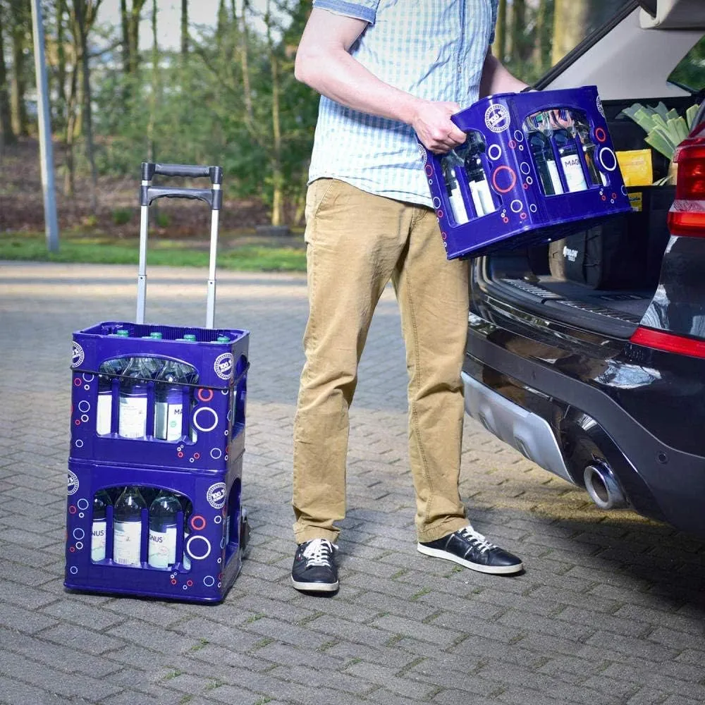 Iron Foldable Collapsable Trolley with Anti Puncture Rubber Wheels and 150 kg Capacity Cool Bag Trolley on Wheels for Luggage Personal Travel Auto Moving (Style #5)