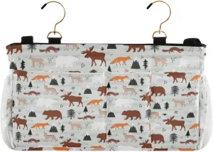 Iron Frame Hanging Storage Holder, Armchair Sofa Bag Bedside Caddy Insert Mattress Organizer Pocket for Remotes Phone Ostriches with Red Glasses Hairpins Lover is a Day Letterings