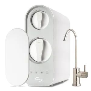 iSpring RO600BN Tankless Reverse Osmosis System Under Sink, 600 GPD Fast Flow RO System, 2.5:1 Pure to Drain Ratio RO Water Filter System, Brushed Nickel Faucet, White