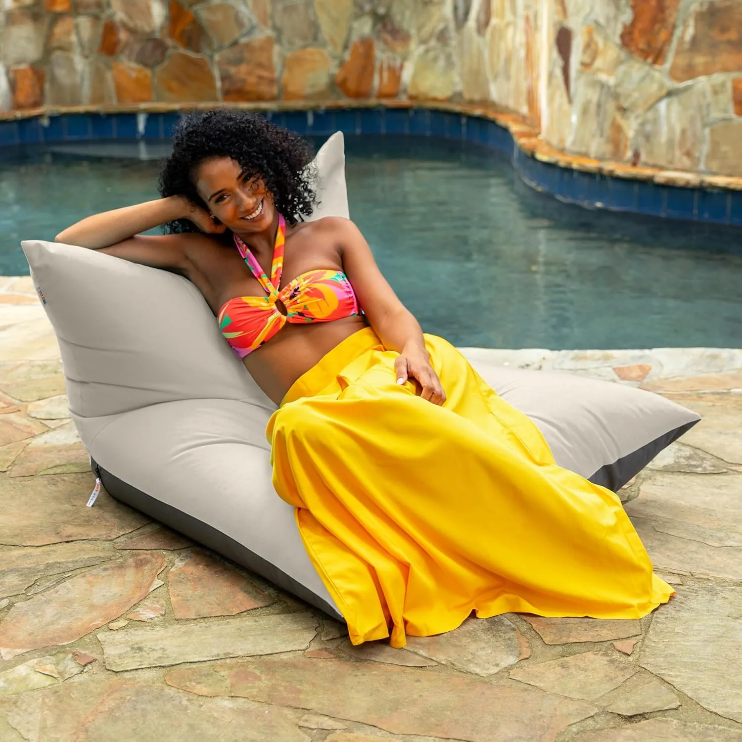 Jaxx Finster Outdoor Bean Bag Lounge Chair - Sunbrella Flax