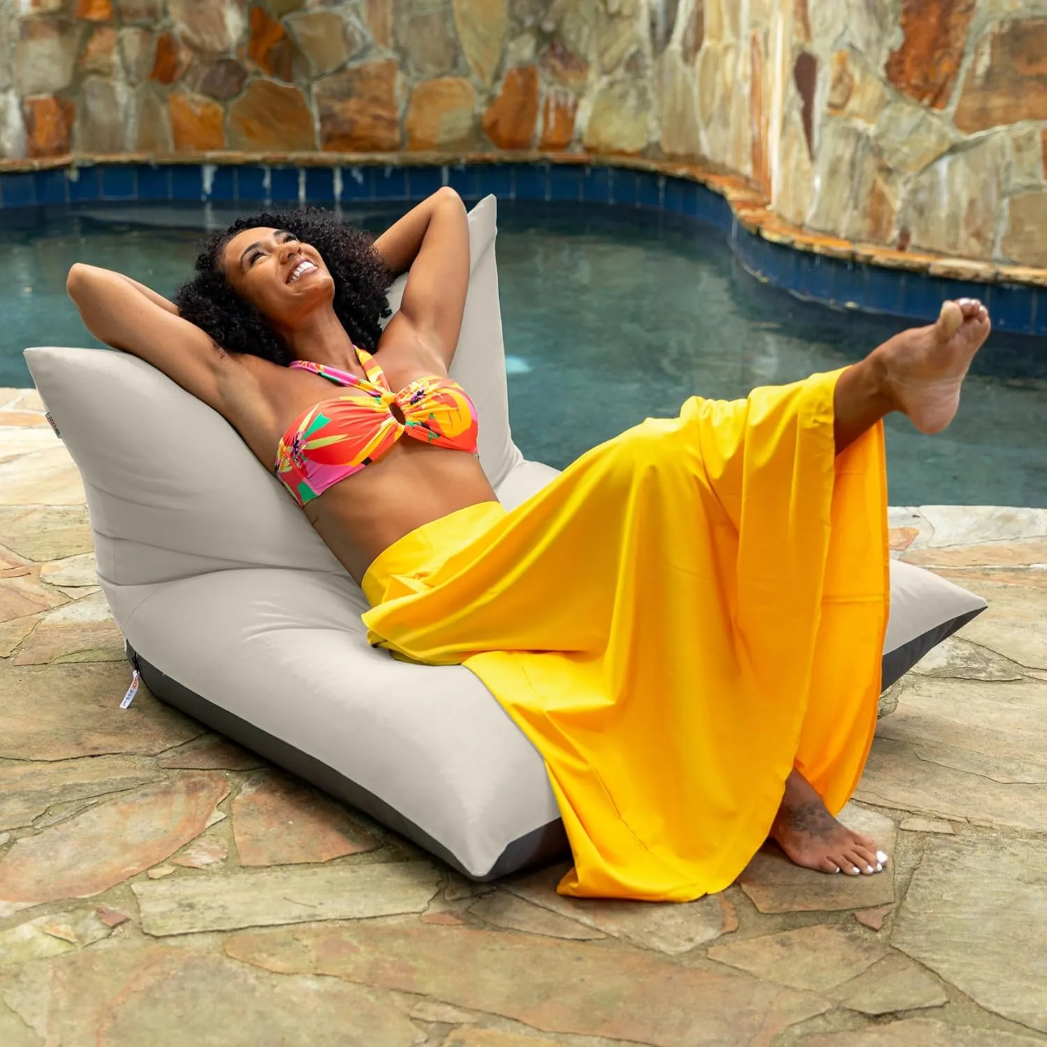 Jaxx Finster Outdoor Bean Bag Lounge Chair - Sunbrella Flax