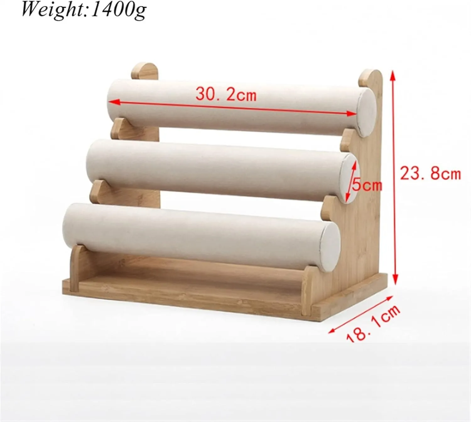 Jewelry Holder Organizer 3 Tiers Bracelet Holder, Jewelry Organizer Stand and Display, Detachable Bracelet Display Stand, Stylish Wrist Watch Organizer Jewelry Tree (Color : Beige velvet)
