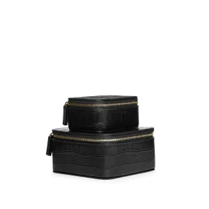Jewelry Organizer Set Black Croc