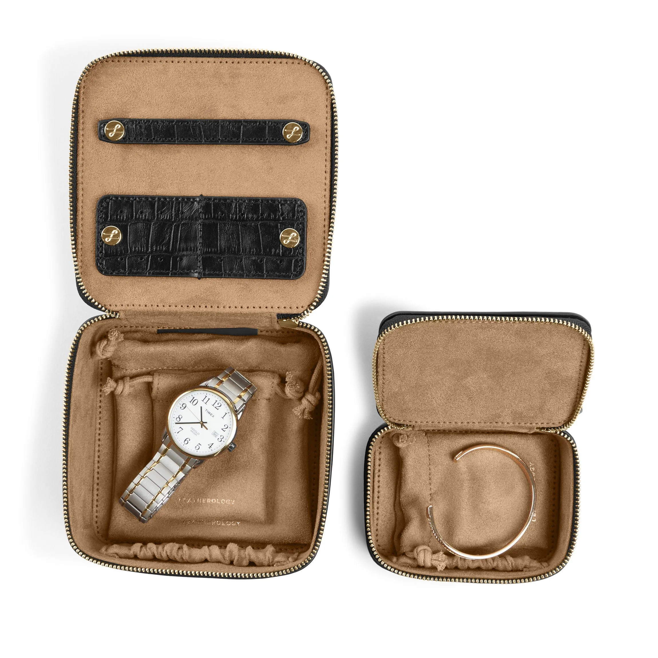 Jewelry Organizer Set Black Croc