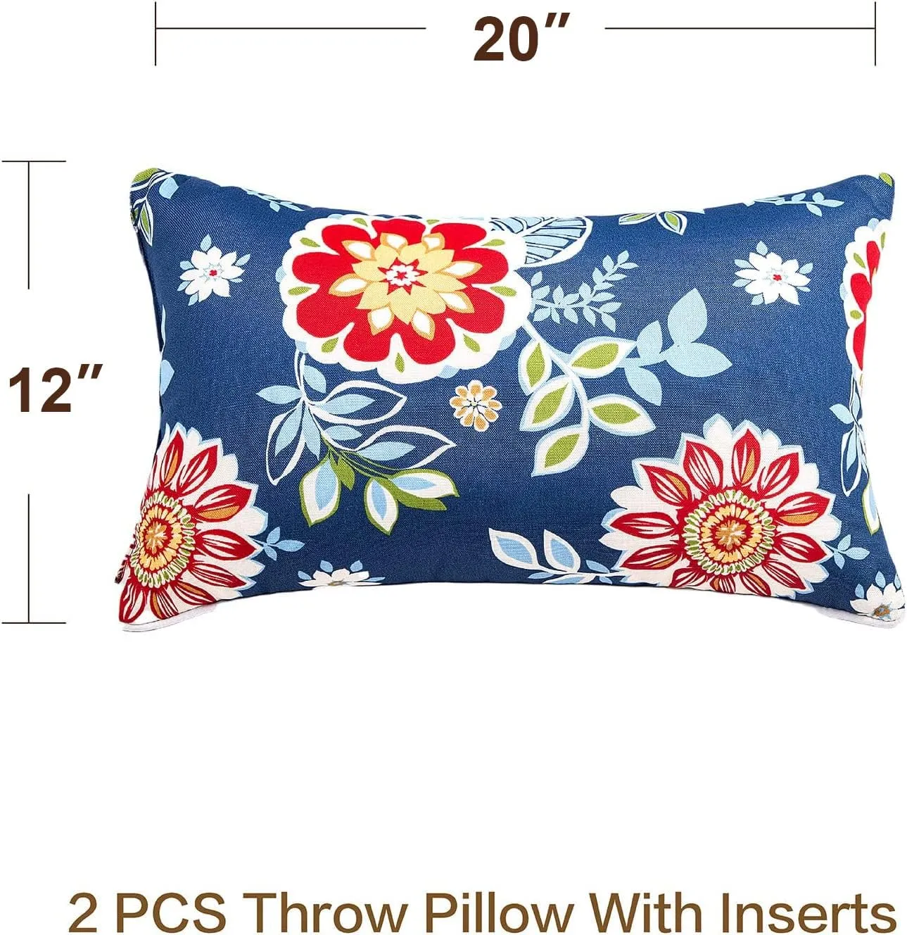 JMGBird Outdoor Pillows Waterproof Set of 2 Outdoor Throw Pillows with Insert Included 12×20 Inch Outdoor Lumbar Pillows for Patio Furniture