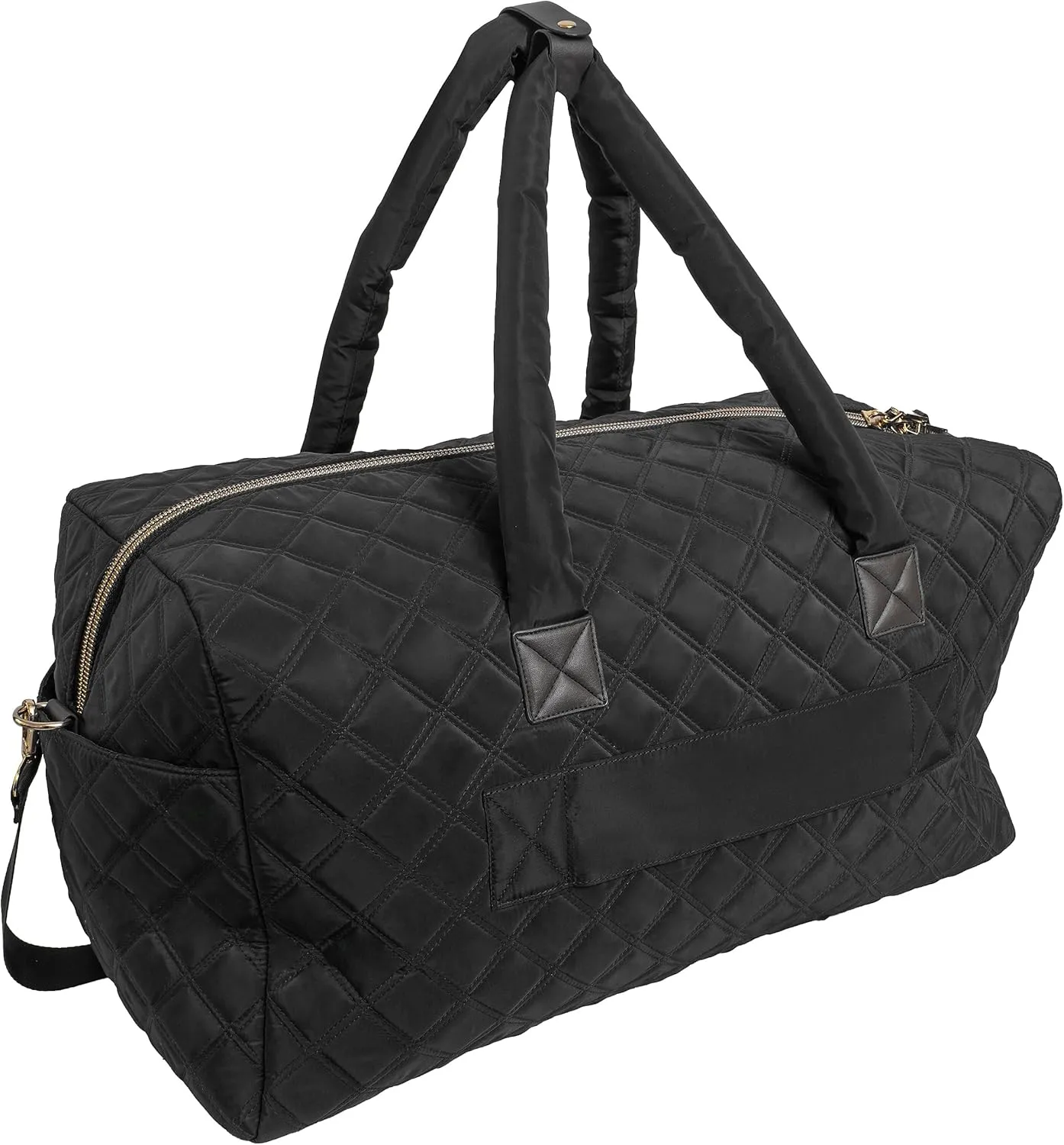 Joan & David 22" Weekender Travel Duffel Bag with Front Slip Pocket, Detachable Luggage Tag, Adjustable Padded Shoulder Strap, Detachable Zippered Pouch with TSA Approved Bottles (Black)