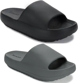 Joomra Unisex Pillow Slippers Arch Support Slides House Shoes Black And Grey 7.5-8.5 Women/6-7 Men 39-40