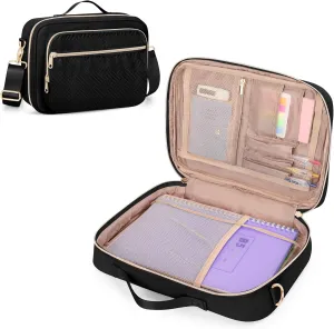 Journal Cover Bag, Journaling Supplies Storage Bag Carrying Case, Travel Organizer Holder for A5 B5 Planner and Notebook, Black