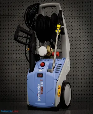 K1122TST Cold Water Electric Commercial Pressure Washer with Auto On-Off, GFI and 50' Wire Braided Hose on Hose Reel, 1400 PSI, 2.0 GPM, 110V, 15A