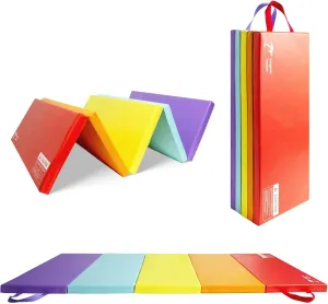 Kangaroo Hoppers Gymnastics Tumbling Mats for Kids, Foldable Gym Mat with Carrying Handles for Home Activity Play