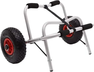 Kayak Cart Canoe Boat Carrier Dolly Trailer Transport Inflation Tires Wheel Portable Folding Universal Plug Pin Aluminum Alloy Kayak Trailer (Black Silver)