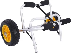 Kayak Cart Canoe Boat Carrier Dolly Trailer Transport with 2 PU Solid Tires Wheel Portable Folding Universal Plug Pin Aluminum Alloy Kayak Trailer