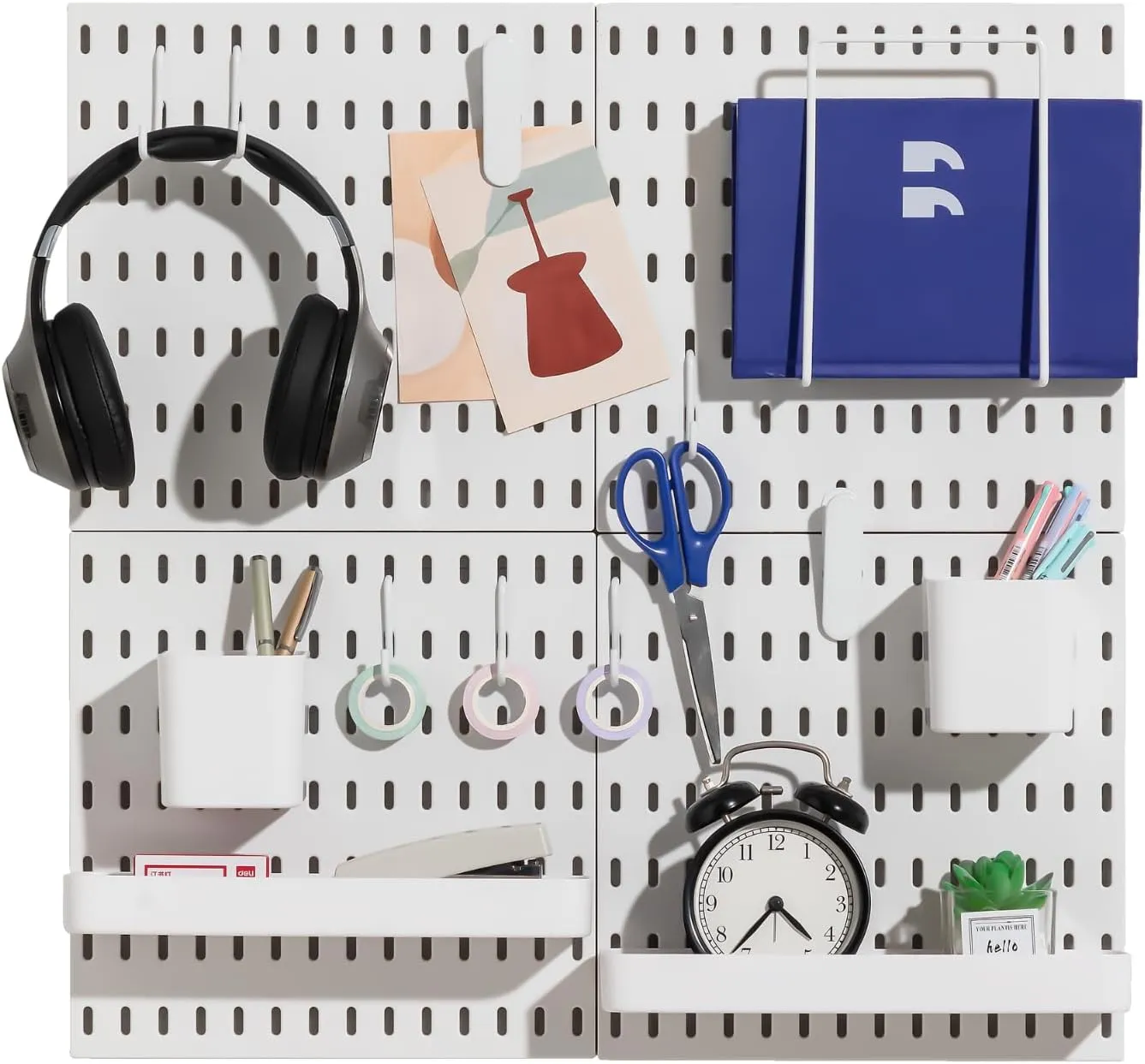 Keepo Pegboard Combination Kit, Pegboards and Accessories Modular Hanging for Wall Organizer, Crafts Organization, Ornaments Display, Nursery Storage, Peg Board (White, 22″×22″)