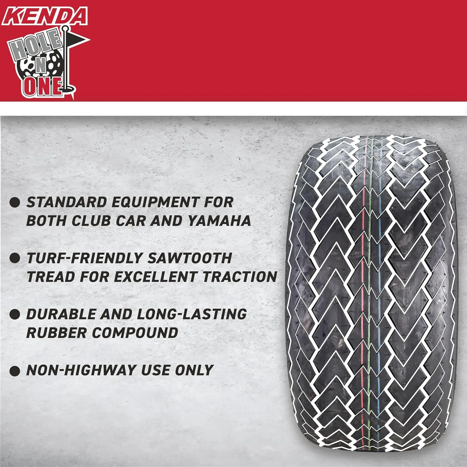 Kenda Hole-N-1 K389 18x8.5-8 Golf Cart Tire with 4-Ply Rating & Pre-Assembled White Wheel with Keychain Hole in one 18/8.5/8-4-Pack