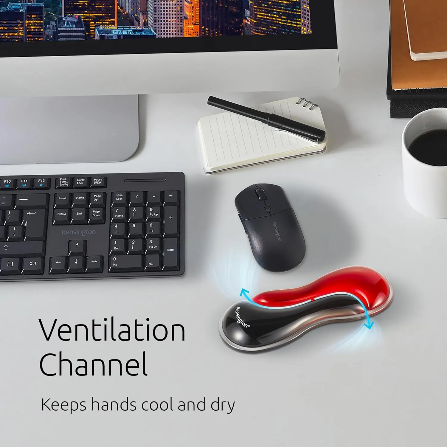 Kensington Slim Duo Gel Mouse Wrist Rest Support Cushion for Low Profile Mice & Trackballs, Ergonomic Mouse Wrist Support for Pain Relief, Comfortable Non-Skid Gel, Red 7.56" x 2.83" x 0.87" K62440NA