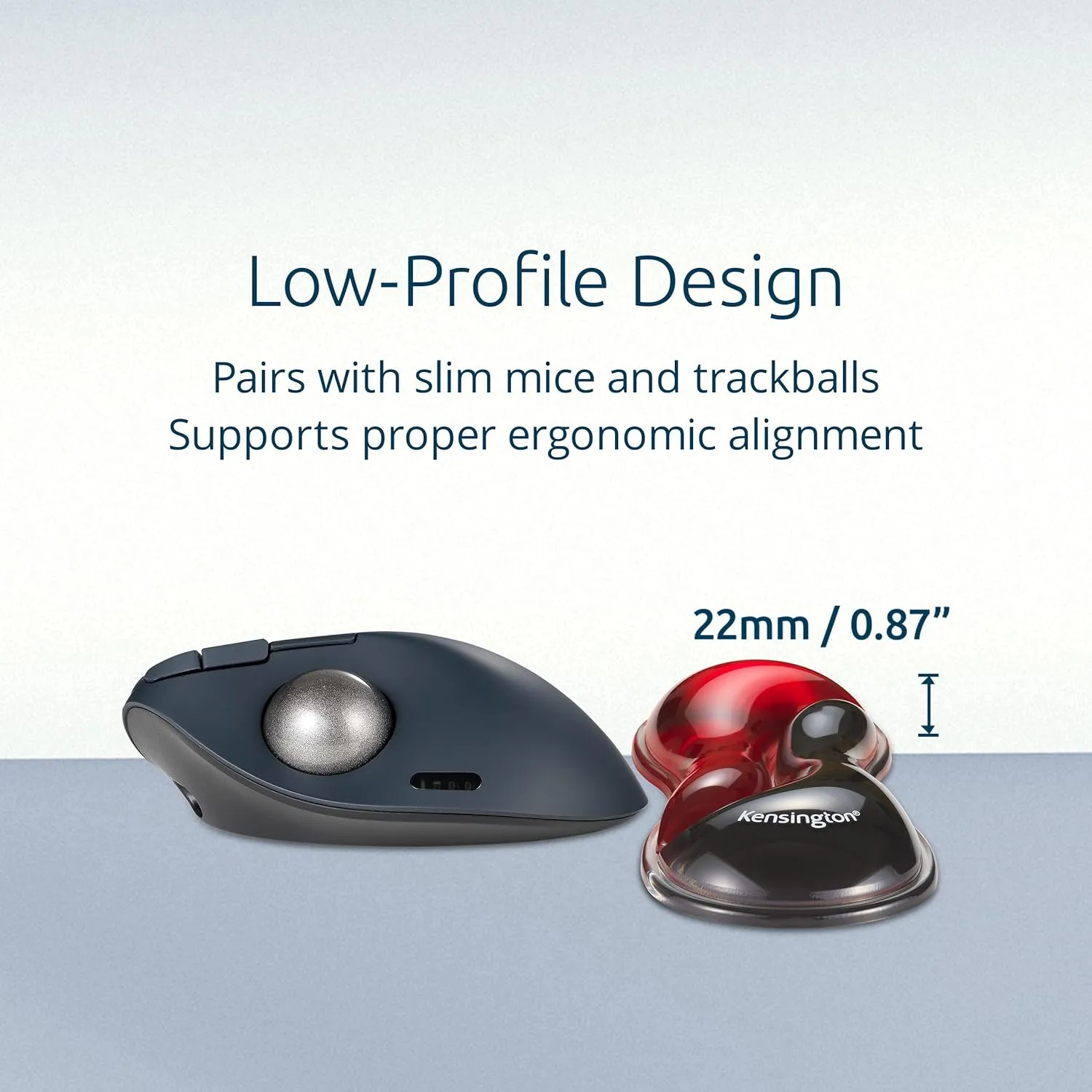 Kensington Slim Duo Gel Mouse Wrist Rest Support Cushion for Low Profile Mice & Trackballs, Ergonomic Mouse Wrist Support for Pain Relief, Comfortable Non-Skid Gel, Red 7.56" x 2.83" x 0.87" K62440NA