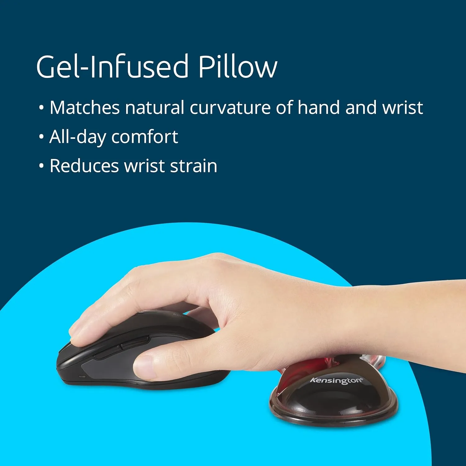 Kensington Slim Duo Gel Mouse Wrist Rest Support Cushion for Low Profile Mice & Trackballs, Ergonomic Mouse Wrist Support for Pain Relief, Comfortable Non-Skid Gel, Red 7.56" x 2.83" x 0.87" K62440NA