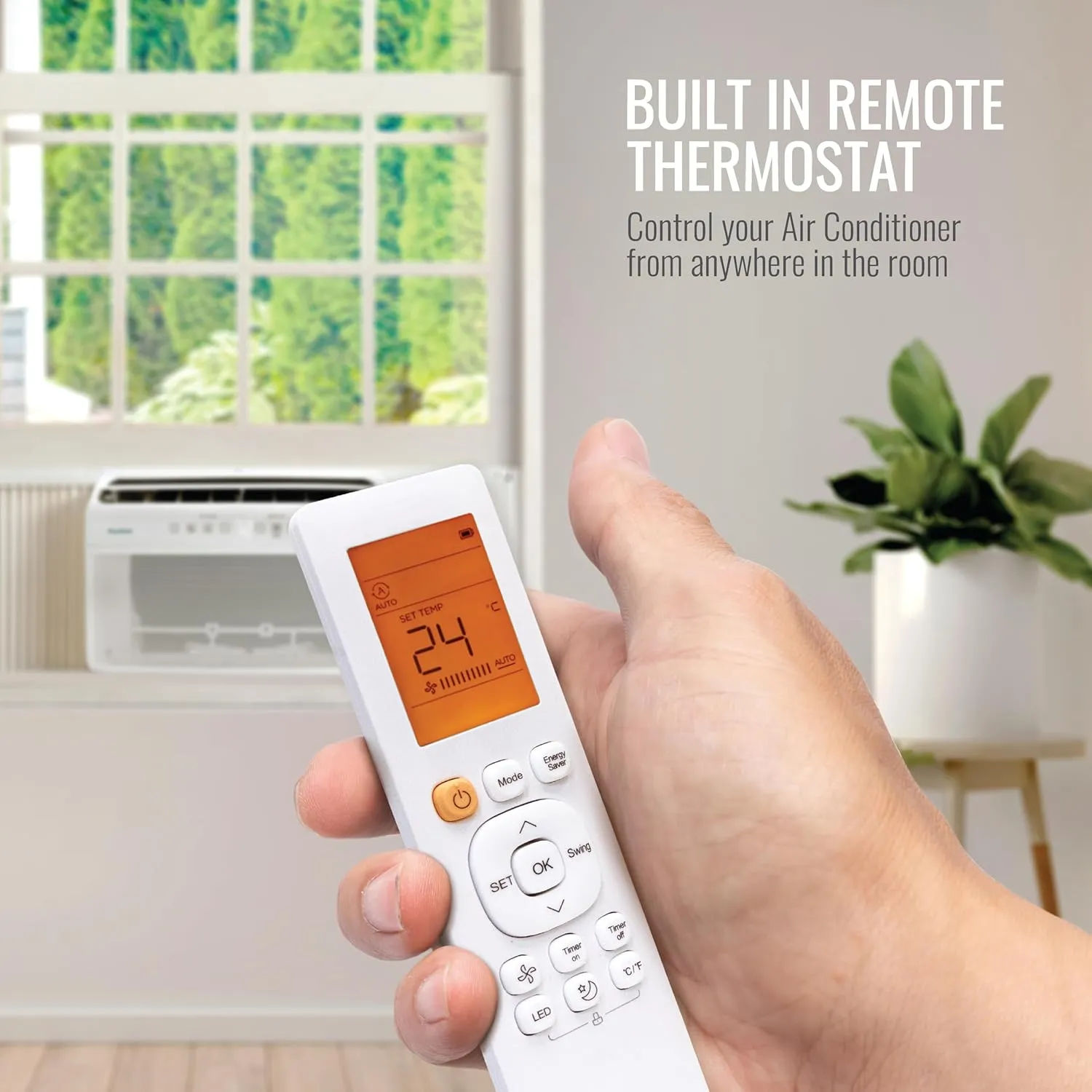 Keystone 8,000 BTU Window Inverter Air Conditioner with Supplemental Heat, 115V, AC for Apartment and Medium Rooms up to 350-Sq. Ft., Quiet, High Efficiency, Energy Star Window AC Unit with Remote
