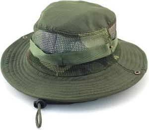 KIAZHAO Bucket Hat Outdoor Army Camouflage Military Camouflage Mesh Bucket Hats Hunting Hiking Fishing Climbing Cap