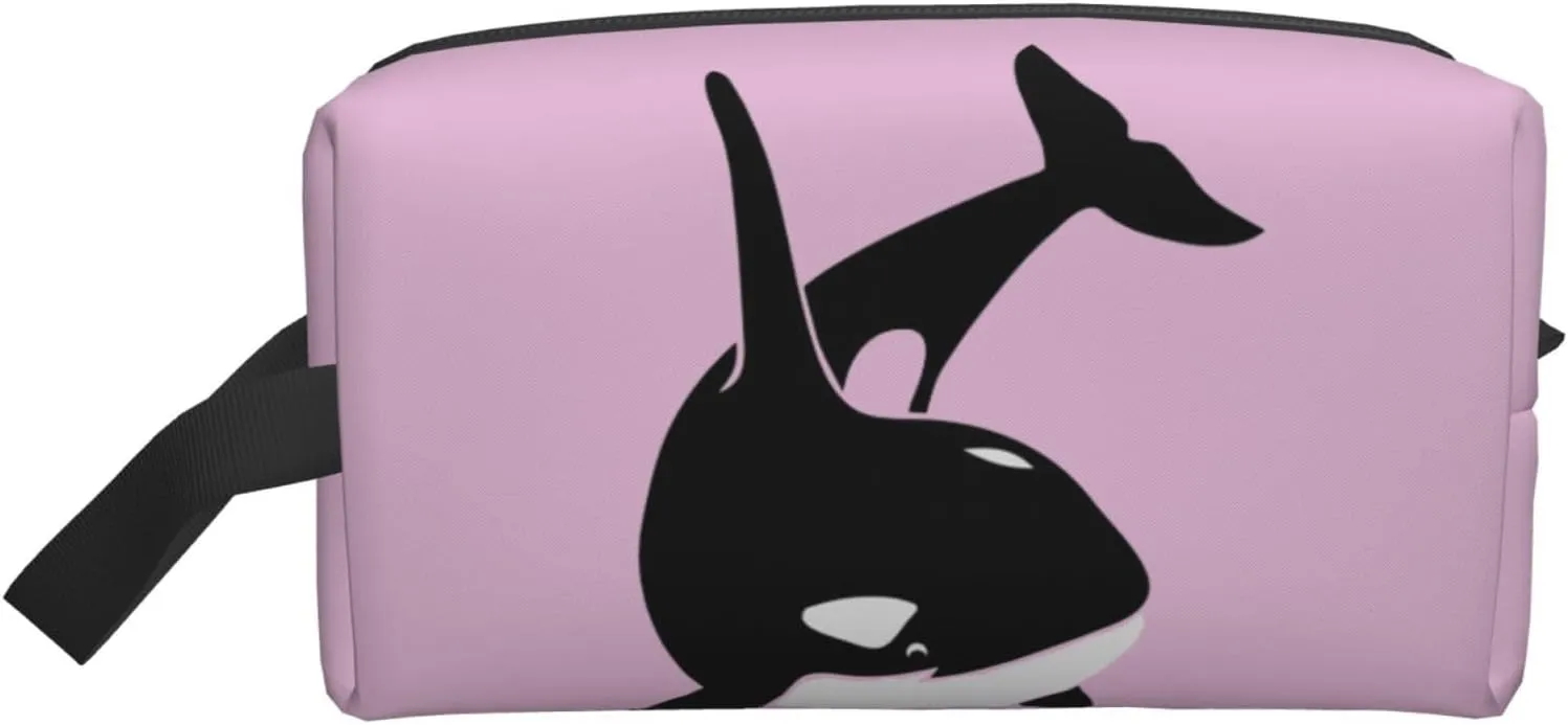 Killer Whale Dolphin Ocean Print Travel Cosmetic Large Capacity Zippered Storage Bag For Toiletries Daily Essentials