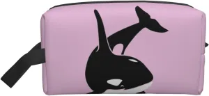 Killer Whale Dolphin Ocean Print Travel Cosmetic Large Capacity Zippered Storage Bag For Toiletries Daily Essentials