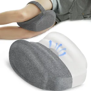 KingPavonini Cooling Knee Pillow for Side Sleepers Hip Pain, Memory Foam Leg Pillow for Side Sleeping with Strap, Ergonomic Hip Pillow for Spine Aligning, Back Pain, Knee Pain, Sciatica, Pregnancy
