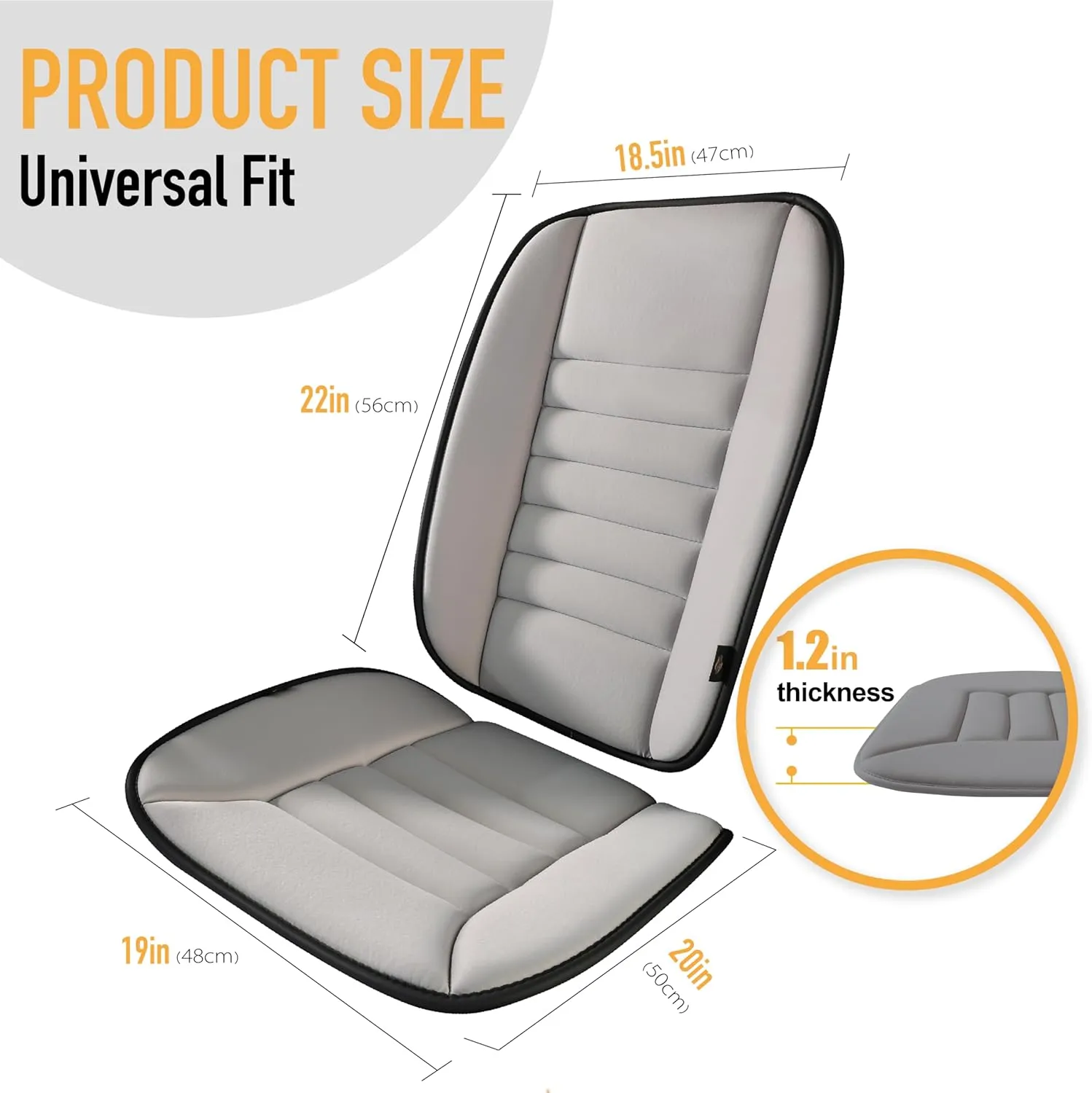 kingphenix Car Seat Cushion with Back Support Pillow: Enhanced Comfort Memory Foam Design for Pain Relief, Ideal for Drivers and Office Use - Ergonomic Lumbar Comfort for Long Sitting - Gray