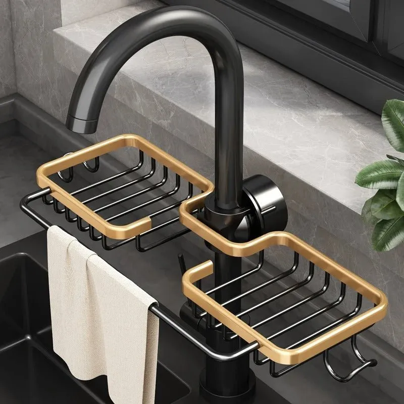 Kitchen Sink Drain Rack - Hanging Faucet Drain Rack for Sink Organizer