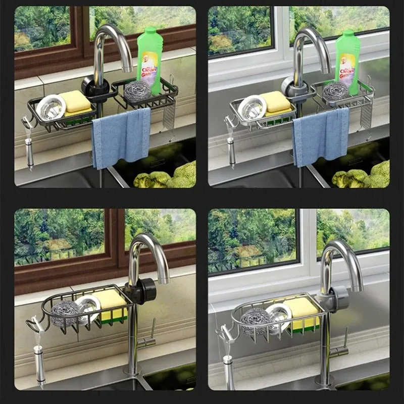 Kitchen Sink Drain Rack - Hanging Faucet Drain Rack for Sink Organizer
