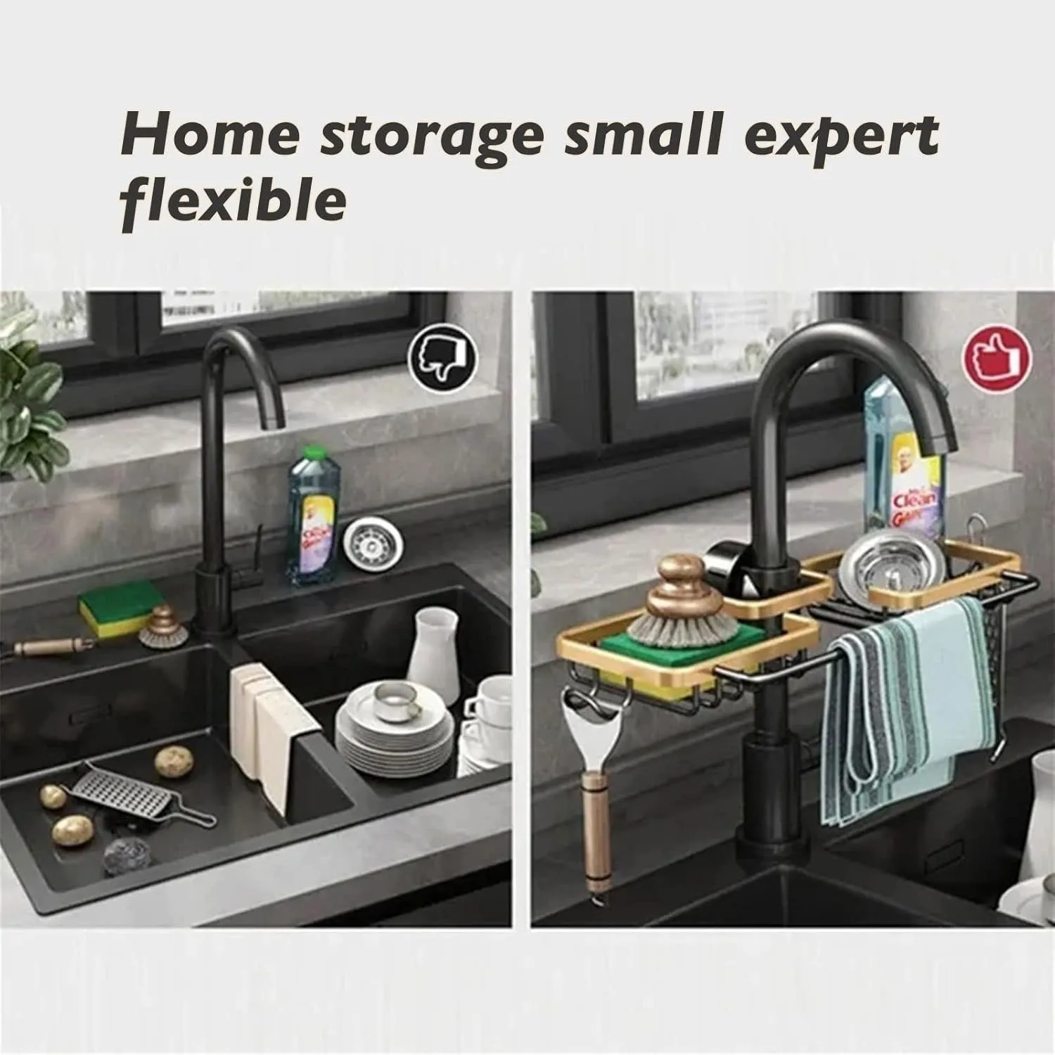 Kitchen Sink Drain Rack - Hanging Faucet Drain Rack for Sink Organizer