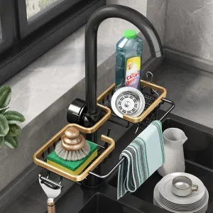 Kitchen Sink Drain Rack - Hanging Faucet Drain Rack for Sink Organizer