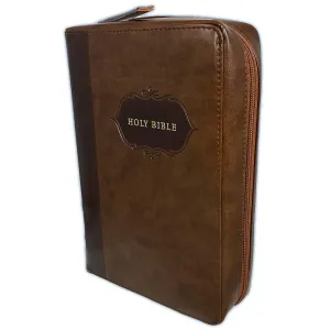 KJV Large Print Zippered Bible with Organizer Cover, brown leathertouch indexed - My Organizer Bible Imitation Leather – December 1, 2020
