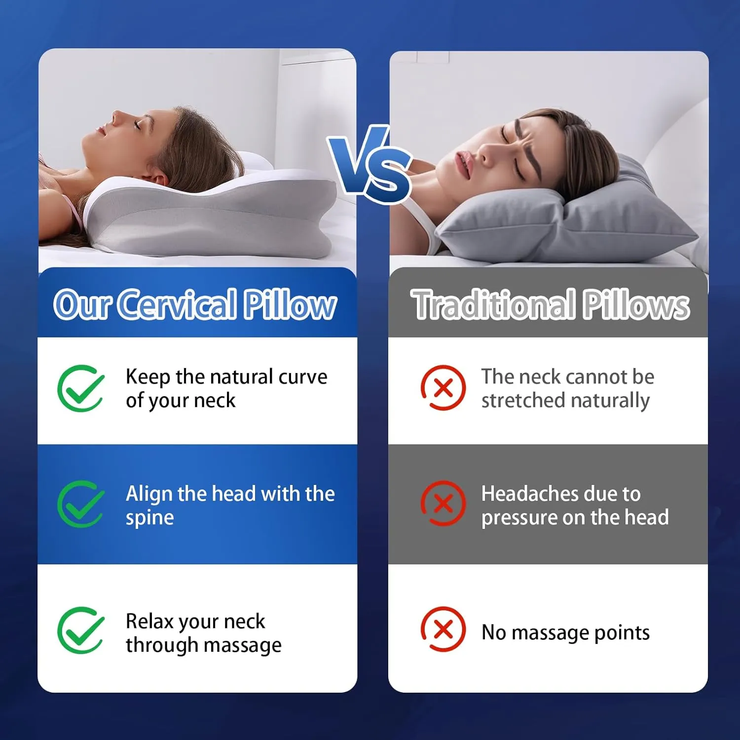 KKN Cervical Neck Pillow, Pillows for Neck and Shoulder Pain, Contour Pillow, Neck Pillows, Pillow for Neck Pain Relief, Side Sleeper Pillows for Adults, Ergonomic Pillow, Cervical Pillow