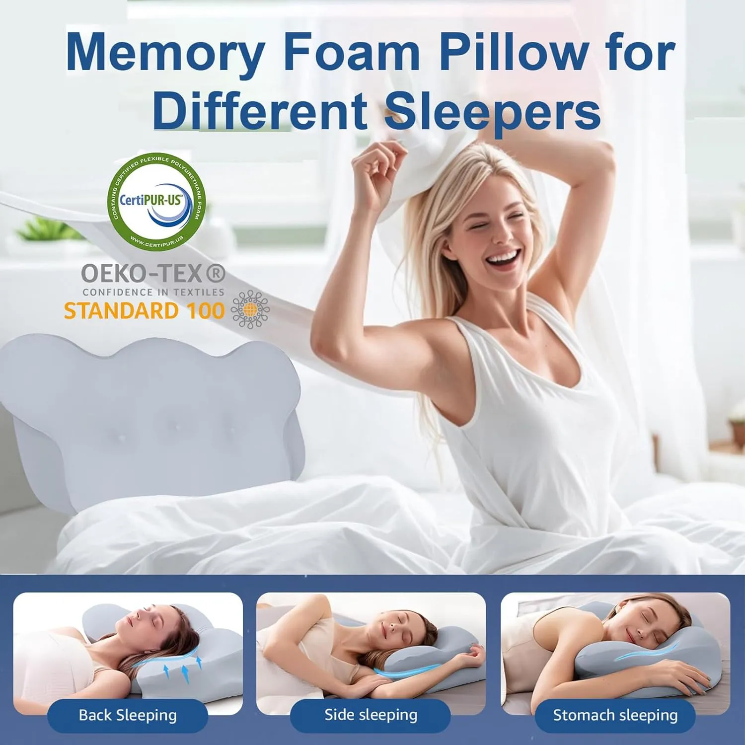 KKN Cervical Neck Pillow, Pillows for Neck and Shoulder Pain, Contour Pillow, Neck Pillows, Pillow for Neck Pain Relief, Side Sleeper Pillows for Adults, Ergonomic Pillow, Cervical Pillow