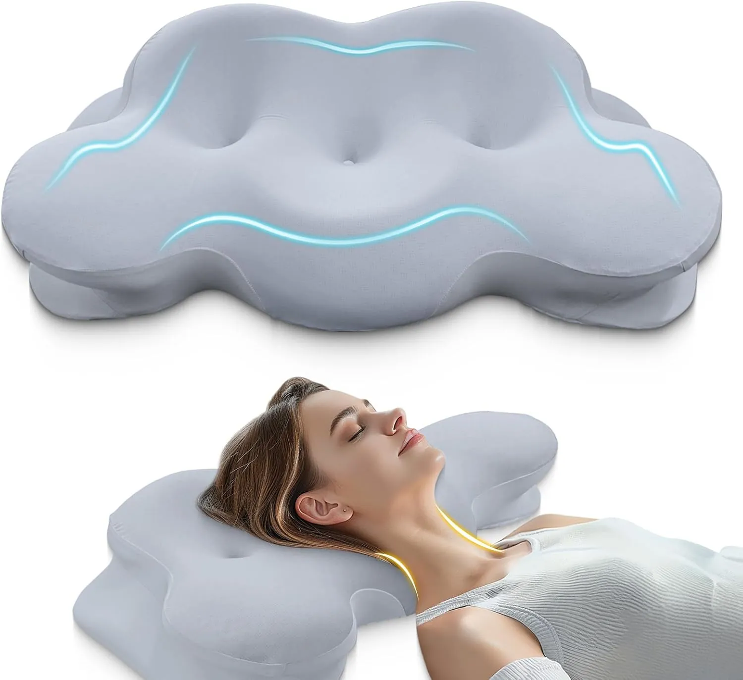 KKN Cervical Neck Pillow, Pillows for Neck and Shoulder Pain, Contour Pillow, Neck Pillows, Pillow for Neck Pain Relief, Side Sleeper Pillows for Adults, Ergonomic Pillow, Cervical Pillow