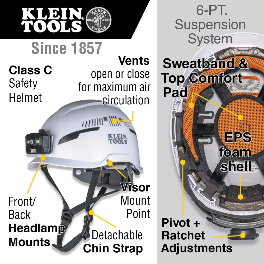 Klein Tools Safety Helmet, Type-2 Safety Helmet, Vented, Class C