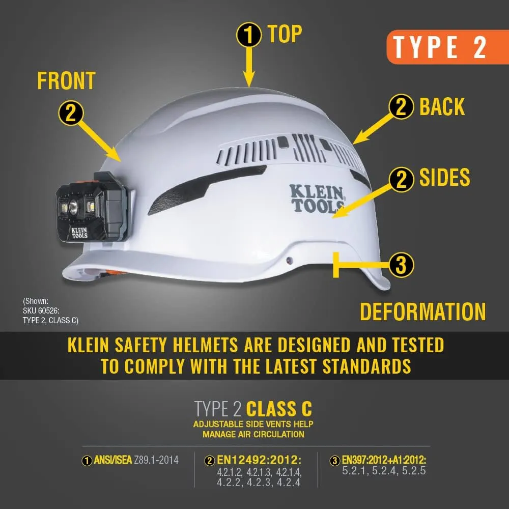 Klein Tools Safety Helmet, Type-2 Safety Helmet, Vented, Class C