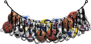 Klmnop Sports Ball Storage Net, Hanging Cotton Rope Garage Organizer Net, Sport Equipment Hammock Storage for Basketball Volleyball Soccer