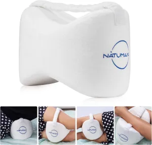 Knee Pillow for Side Sleepers - Sciatica Pain Relief - Back Pain, Leg Pain, Pregnancy, Hip and Joint Pain Memory Foam Leg Pillow   Free Sleep Mask and Ear Plugs - White