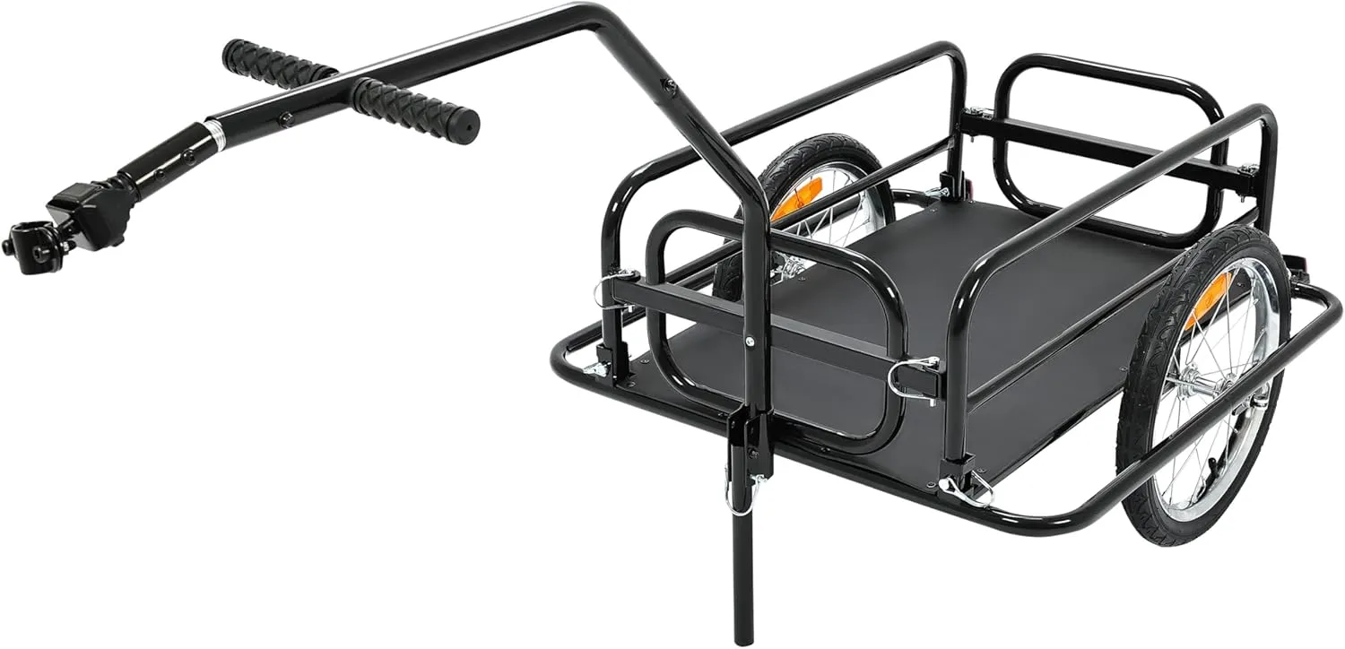 Kojem Foldable Bike Cargo Trailer, Heavy-Duty Storage Bicycle Trailer 88lbs Capacity, 16IN Wheel Bike Wagon Cart, with Universal Hitch and Foldable Frame, Fit for Pet, Shopping, Park Picnics